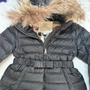 Burberry Black Puffer Jacket with Fur Hood